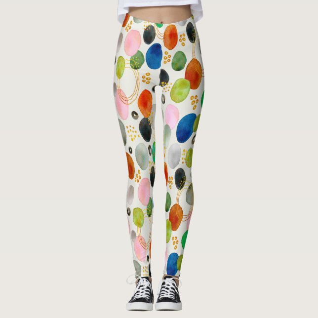 Leggings Resumen acuarela Pebble Gold Purpurina Arte (Anverso)