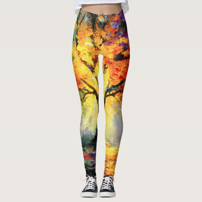 Leggings Resumen Árbol de la naturaleza espiritual de la vi (Anverso)