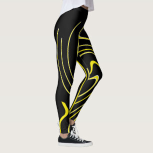 Leggings Resumen Art Black White Lines Twiralism Minimalism