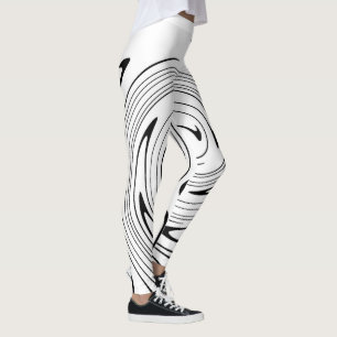 Leggings Resumen Art Black White Lines Twirl Minimalismo