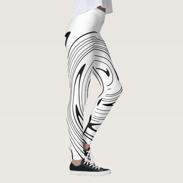 Leggings Resumen Art Black White Lines Twirl Minimalismo (Derecha)