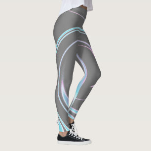 Leggings Resumen Art Carbón Gris Azul Azul Blanco Minimalis