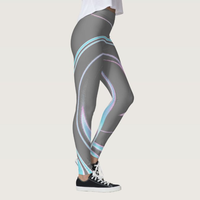 Leggings Resumen Art Carbón Gris Azul Azul Blanco Minimalis (Derecha)