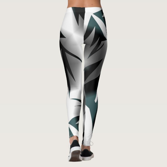 Leggings Resumen Art Gray Black White (Reverso)