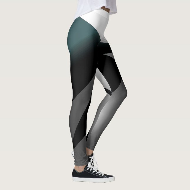 Leggings Resumen Art Gray Black White (Derecha)