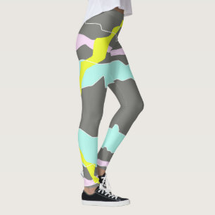 Leggings Resumen Art Minimalismo Gris Amarillo azul turques