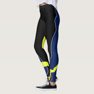 Leggings Resumen Art Minimalismo Negro amarillo azul