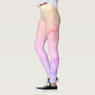 Leggings Resumen Art Paisley Dibujo De Mano Rosa Amarilla