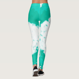Leggings Resumen Art Pastel Blanco Verde Turquesa
