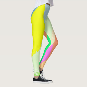 Leggings Resumen Art Pastel Coral Lavender Amarillo