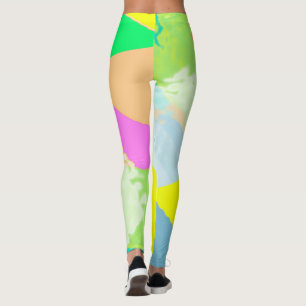 Leggings Resumen Art Pastel Coral Lavender Amarillo