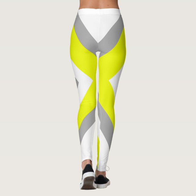 Leggings Resumen Arte Amarillo Gris Blanco (Reverso)