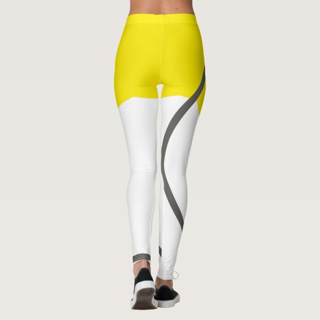 Leggings Resumen Arte Amarillo Gris Blanco Minimalismo (Reverso)