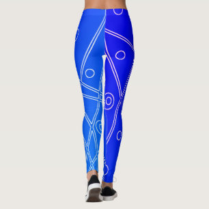 Leggings Resumen Arte Brillante Línea Azul Círculos Minimal