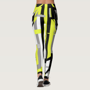 Leggings Resumen Arte Colores Gris Amarillos Colores Leggan