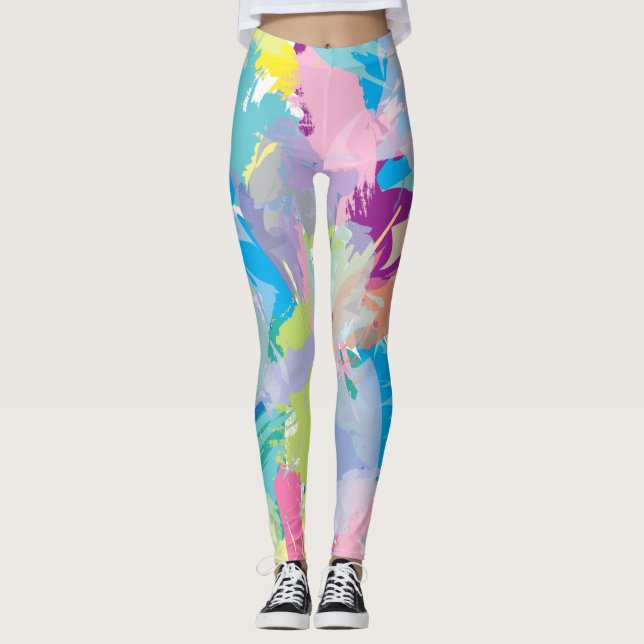 Leggings Resumen Arte Colorido Moderno y Cómodas Leggencias (Anverso)