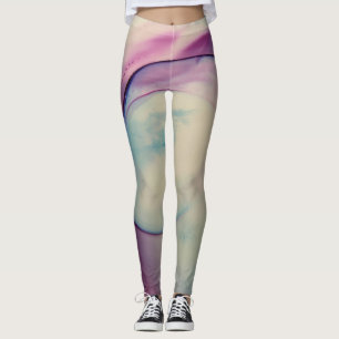 Leggings Resumen Arte con tinta de alcohol rosa azul morado