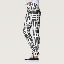 Leggings Resumen arte de líneas geométricas blancas moderna