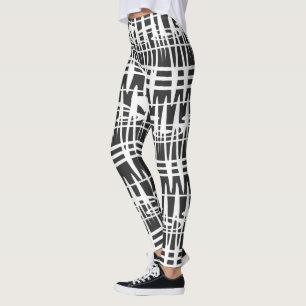 Leggings Resumen arte de líneas geométricas blancas moderna