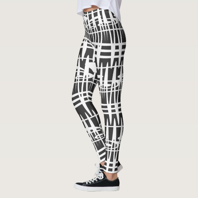 Leggings Resumen arte de líneas geométricas blancas moderna (Izquierda)