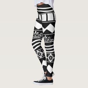 Leggings Resumen arte de líneas geométricas blancas moderna
