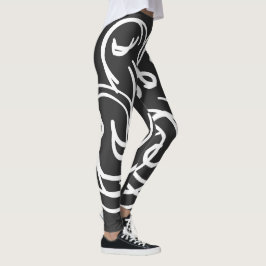 Leggings Resumen arte de líneas geométricas blancas moderna