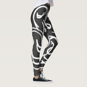 Leggings Resumen arte de líneas geométricas blancas moderna