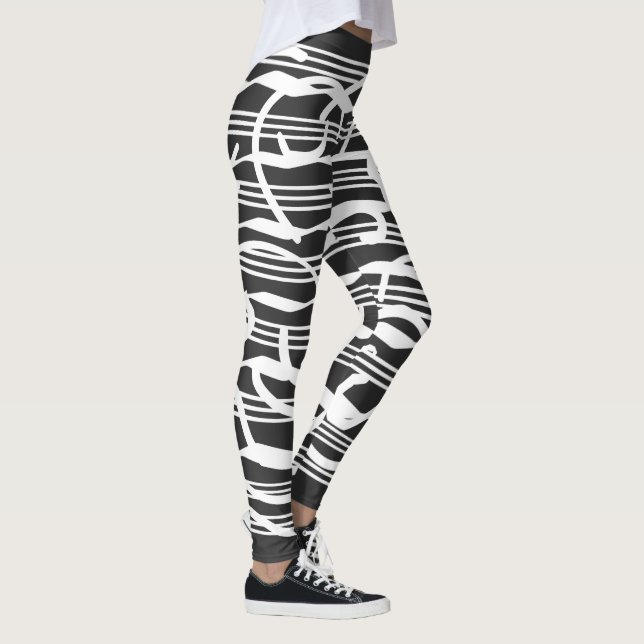 Leggings Resumen arte de líneas geométricas blancas moderna (Derecha)