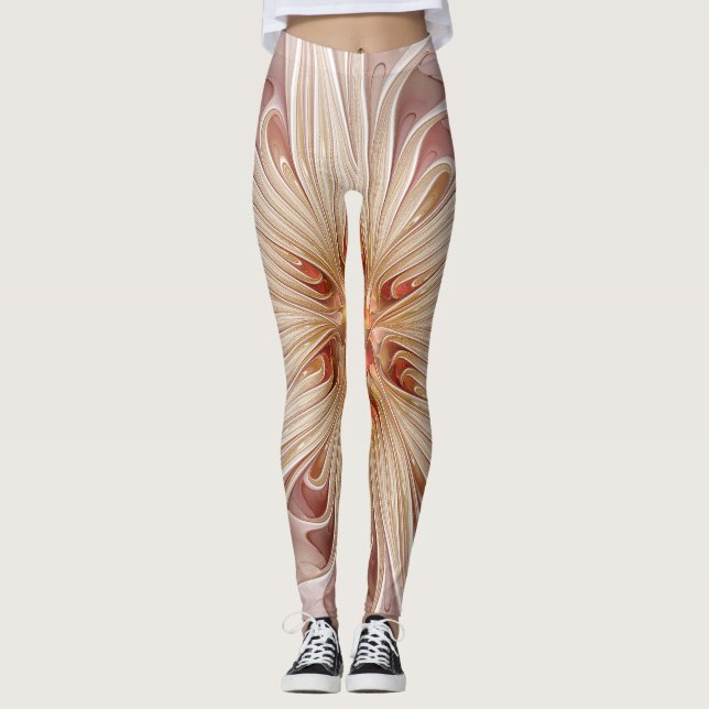 Leggings Resumen Arte Fractal Peach Pastel Moderno (Anverso)
