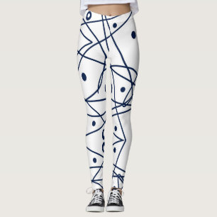 Leggings Resumen Arte Líneas blancas negras Círculos Minima