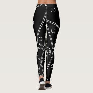 Leggings Resumen Arte Líneas blancas negras Círculos Minima