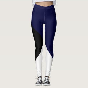 Leggings Resumen Arte Minimalismo Azul oscuro Blanco negro