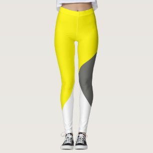 Leggings Resumen Arte Minimalismo Blanco amarillo gris