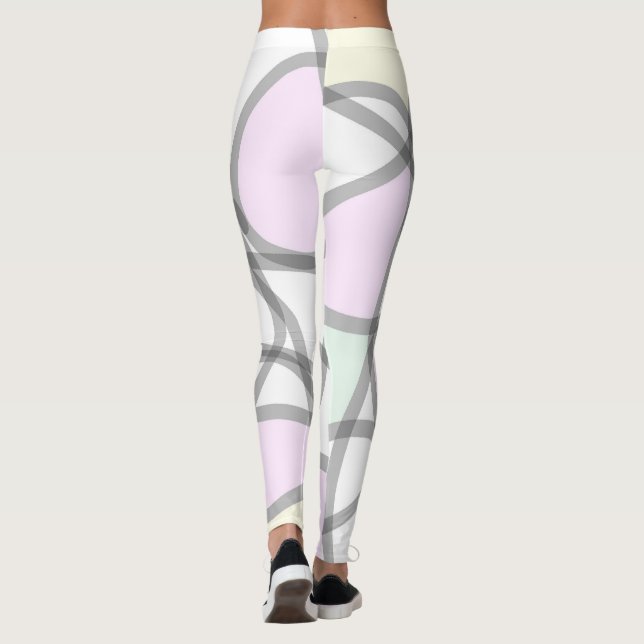 Leggings Resumen Arte Pale Beige Coral Amarillo Rosa (Reverso)