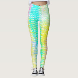 Leggings Resumen Arte Palo Pastel Turquesa Rosa Amarillo