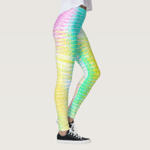 Leggings Resumen Arte Palo Pastel Turquesa Rosa Amarillo