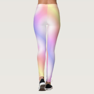 Leggings Resumen Arte Pastel Amarillo Blanco Púrpura Rosa