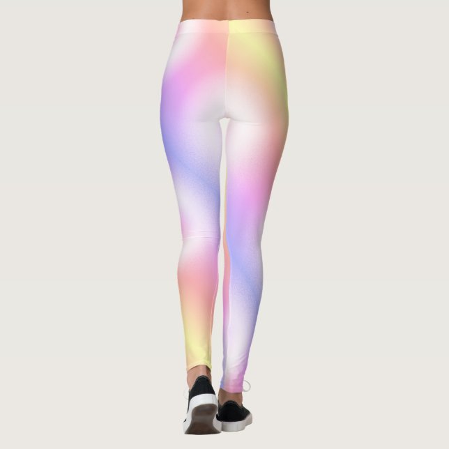 Leggings Resumen Arte Pastel Amarillo Blanco Púrpura Rosa (Reverso)
