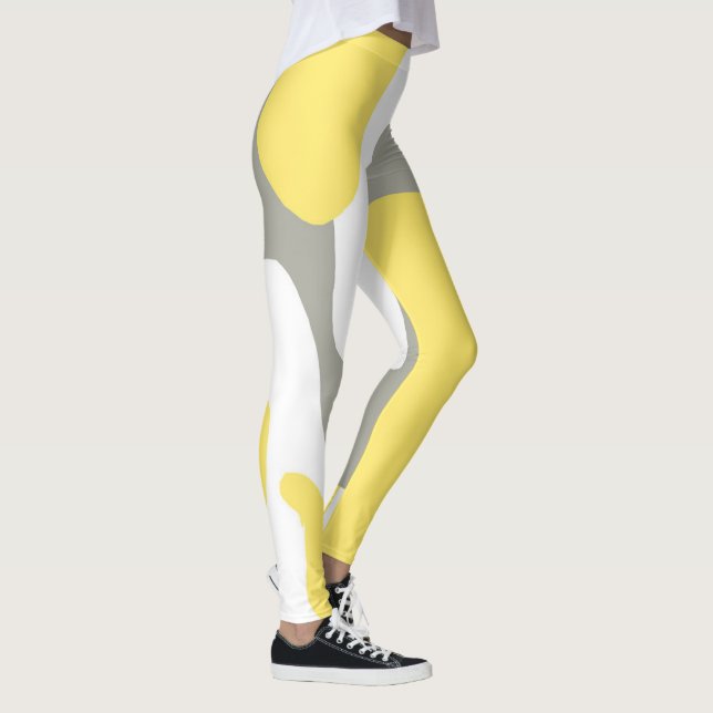 Leggings Resumen Arte Pastel gris blanco amarillo (Derecha)