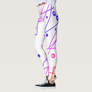 Leggings Resumen Arte Púrpura Líneas Blancas Círculos Minim