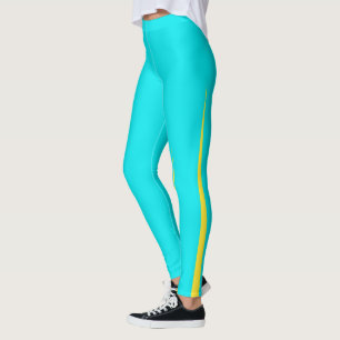 Leggings Resumen Arte Turquesa Azul Amarillo Minimalismo