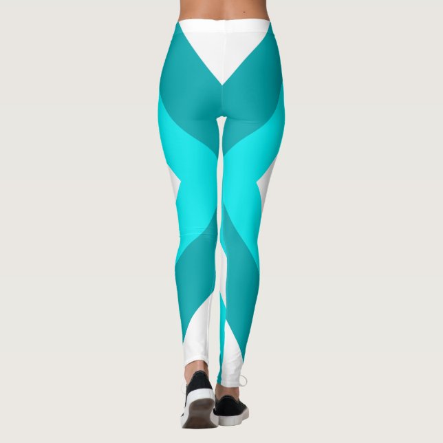 Leggings Resumen Arte Turquesa Azul Azul Verde Blanco (Reverso)