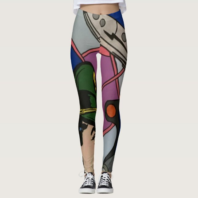 Leggings Resumen atómico: pintura del capitán del cohete so (Anverso)
