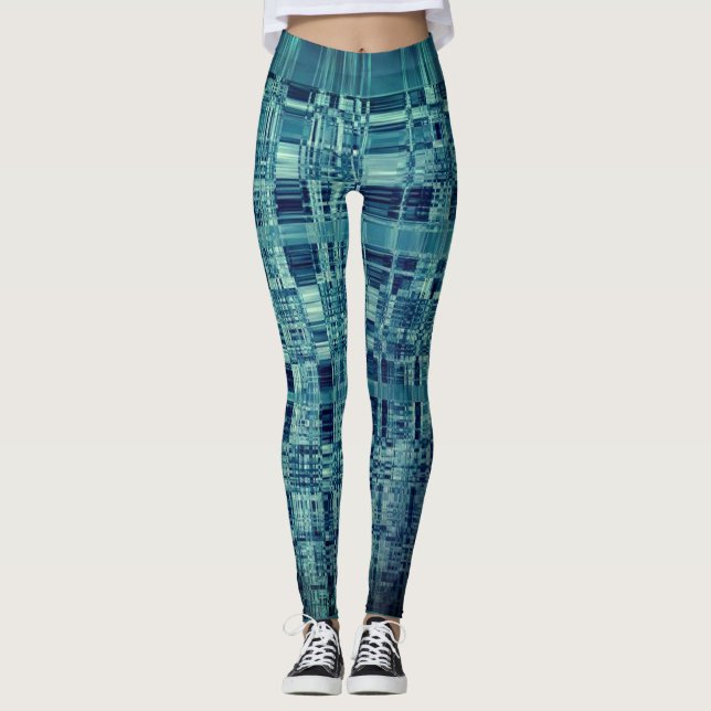 Leggings Resumen azul controlado digital (Anverso)