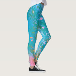 Leggings Resumen azul del cielo acrílico del cielo de Neptu