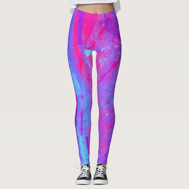 Leggings Resumen azul Neon Pink & Aqua (Anverso)