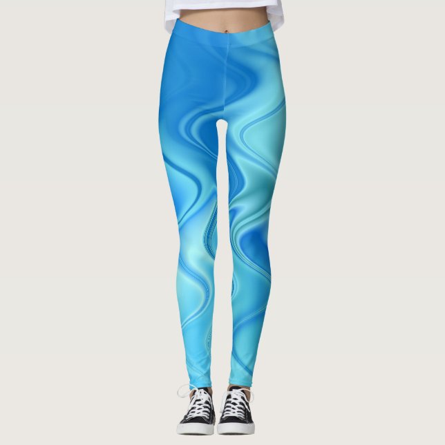 Leggings Resumen azul ondulado (Anverso)