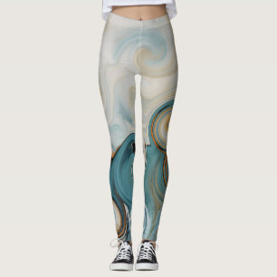 Leggings Resumen azul Verde azulado de Ocean Waves Beach 74