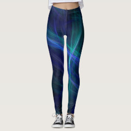 Leggings Resumen azul verde negro negro bruma fractal