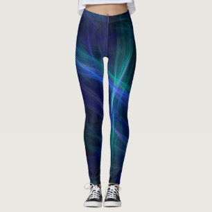 Leggings Resumen azul verde negro negro bruma fractal